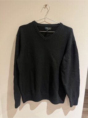 Men's Black V-Neck Sweater by Slope
